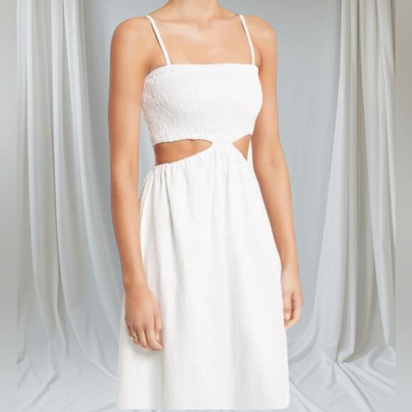 FAITHFULL THE BRAND TAYARI White MIDI DRESS Size 12 - Picture 1 of 9